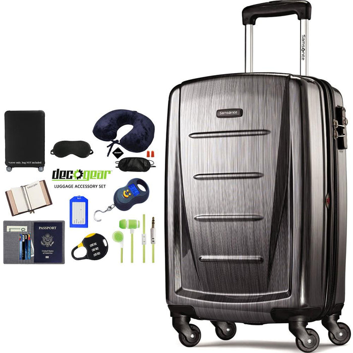 Samsonite Winfield 2 Fashion HS Spinner 20" Charcoal + Luggage Accessory Kit