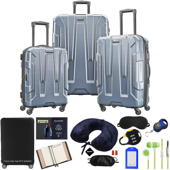 Samsonite Centric 3pc Hardside Luggage Set, Blue Slate w/ 10pc Accessory Kit