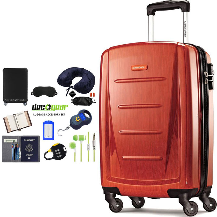 Samsonite Winfield 2 Fashion HS Spinner 20" Orange + Luggage Accessory Kit