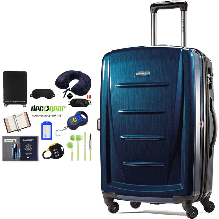 Samsonite Winfield 2 Fashion HS Spinner 24" Deep Blue + Luggage Accessory Kit