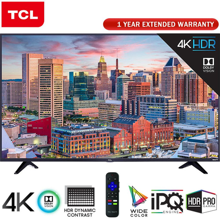 TCL 55" Class 5-Series 4K HDR Roku Smart TV 2018 Model + Extended Warranty