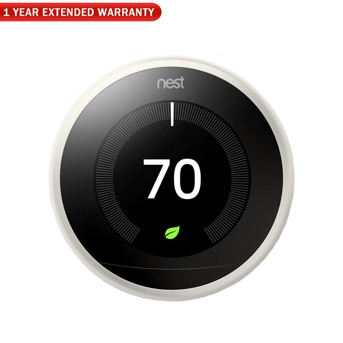 Google Nest Learning Thermostat 3rd Gen (White) + 1 Year Extended Warranty