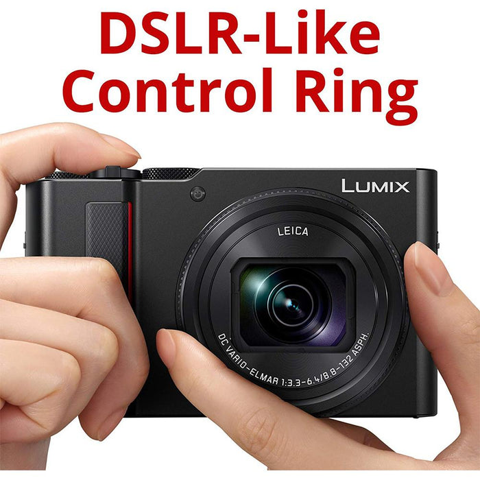 Panasonic LUMIX 4K Digital Camera ZS200 w/ 20 MP Sensor, 24-360mm LEICA DC Lens (Open Box)