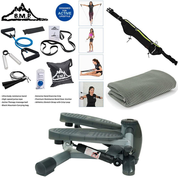 Sunny Health and Fitness Twist-In Step Machine w/ LCD Monitor (SF-S0636) Bundle