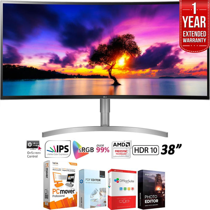 LG 38WK95C-W 38" 21:9 Curved UltraWide Monitor + 1 Year Extended Warranty Pack