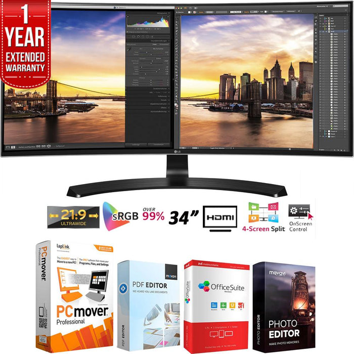 LG 34UC88-B 34" Curved UltraWide WQHD 21:9 IPS LED Monitor +Extended Warranty Pack