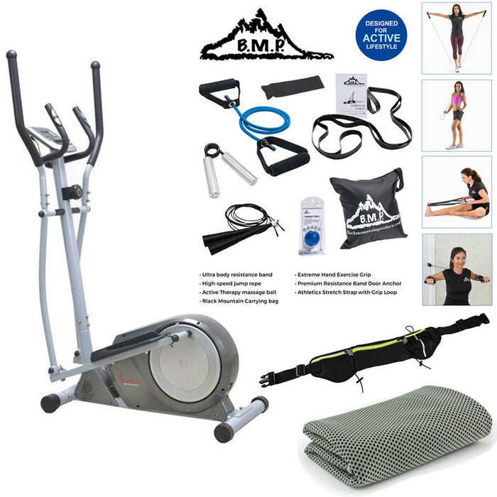 Sunny Health and Fitness Magnetic Elliptical Trainer - (SF-E3609) Bundle