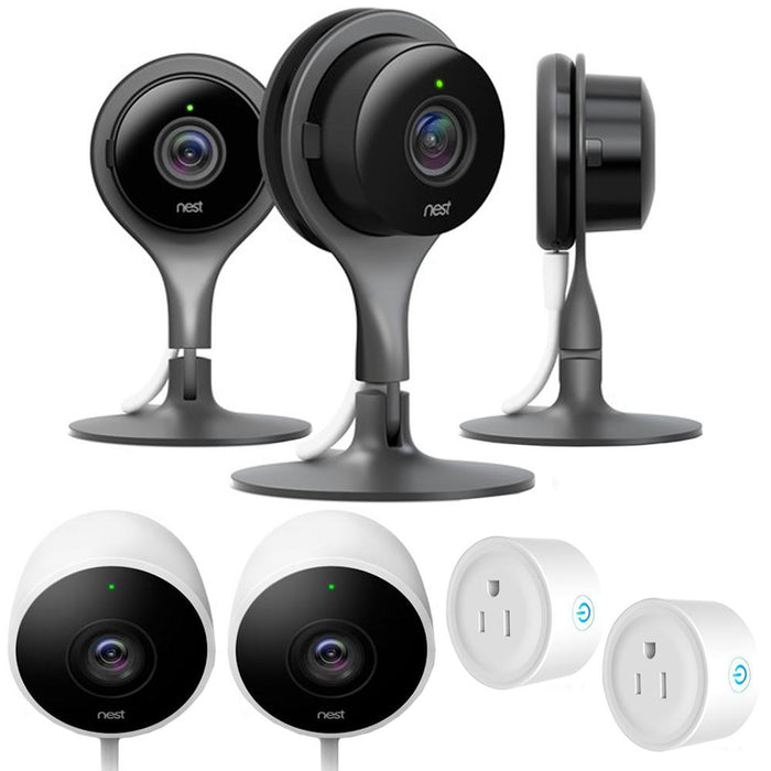 Google Nest Indoor Security Camera (Pack of 3) w/ 2x Outdoor Security Cam + 2x Smart Plugs