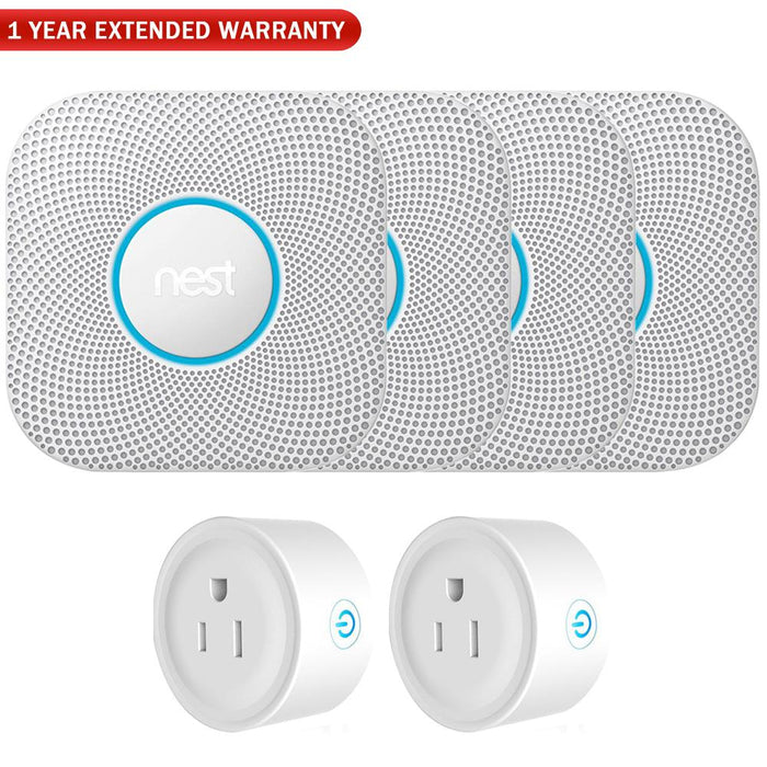 Google Nest Protect Wired Smoke and Carbon Monoxide Alarm (4-Pack) w/ Warranty Bundle