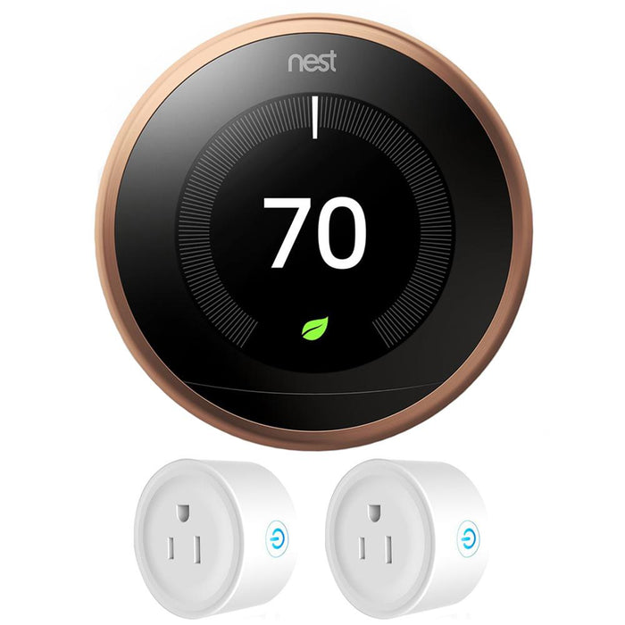 Google Nest Learning Thermostat 3rd Generation (Copper) w/ 2 Pack Wi-Fi Smart Plug