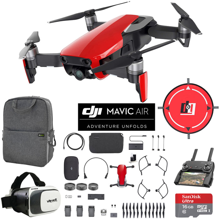 DJI Mavic Air Fly More Combo Flame Red Drone Mobile Go Pack VR Goggles Landing Pad