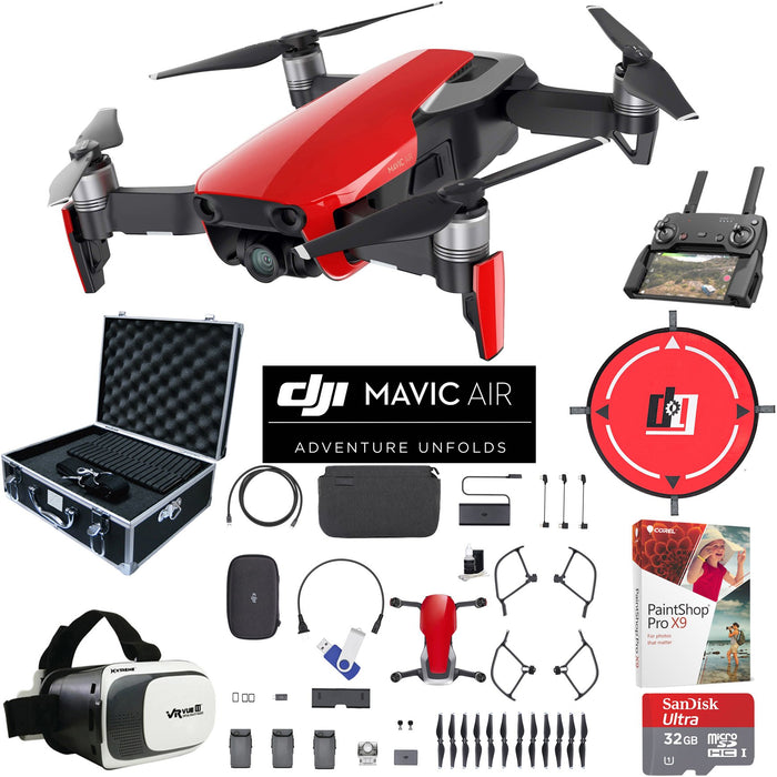 DJI Mavic Air Fly More Combo Flame Red Drone Pro Photo Edit Case VR Set  Landing Pad