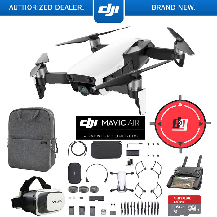 DJI Mavic Air Fly More Combo Arctic White Drone Mobile Go Pack VR Goggle Landing Pad