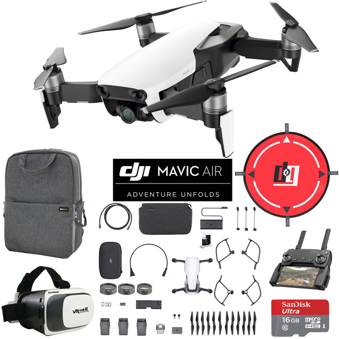 DJI Mavic Air Fly More Combo Arctic White Drone Mobile Go Pack VR Goggle Landing Pad