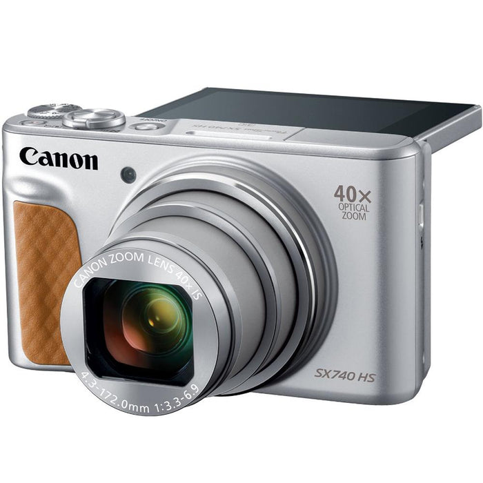 Canon PowerShot SX740 HS 20.3MP Digital Camera (Silver) +Spare Battery & Accessory Kit