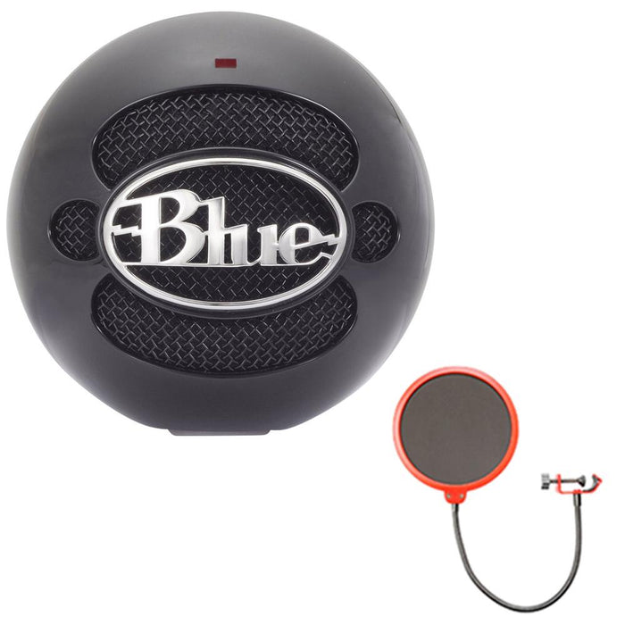 BLUE MICROPHONES Snowball USB Microphone w/ Pop Shield Wind Screen Gloss Black