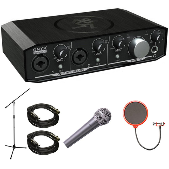 Mackie Onyx Producer 2-2 2x2 USB Audio Interface with MIDI + Microphone Bundle