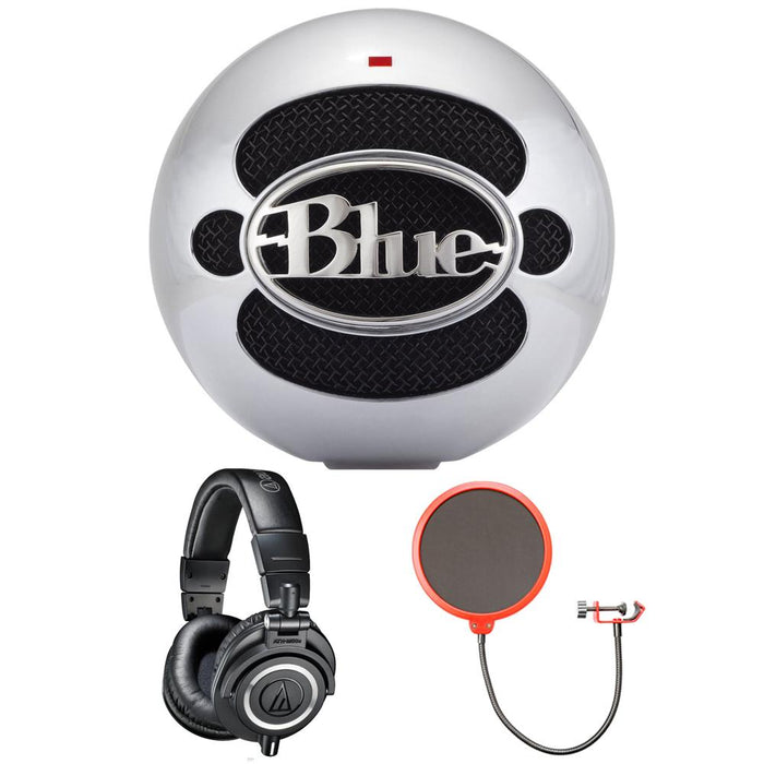 BLUE MICROPHONES Snowball USB Microphone Aluminum - SNOWBALLALUMINUM w/ Headphone Bundle