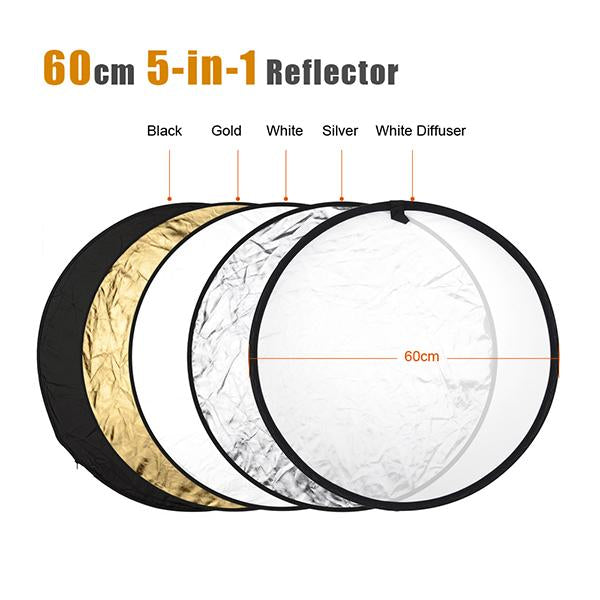 Deco Gear 23-inch / 60cm 5-in-1 Collapsible Multi-Disc Light Reflector for Pro Photo Flash