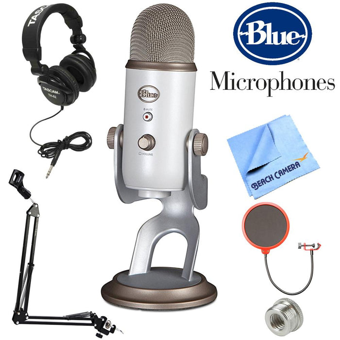BLUE MICROPHONES Yeti USB Microphone Vintage White with Headphones Bundle