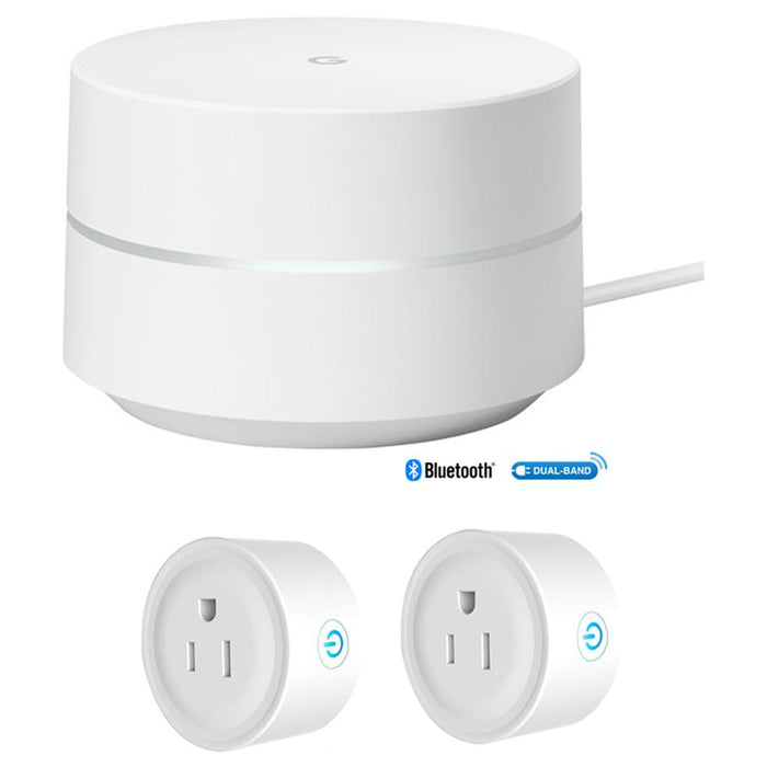 Google Wi-Fi System Mesh Router (1-pack) (GA00157-US) w/ 2 Pack Wifi Smart Plug