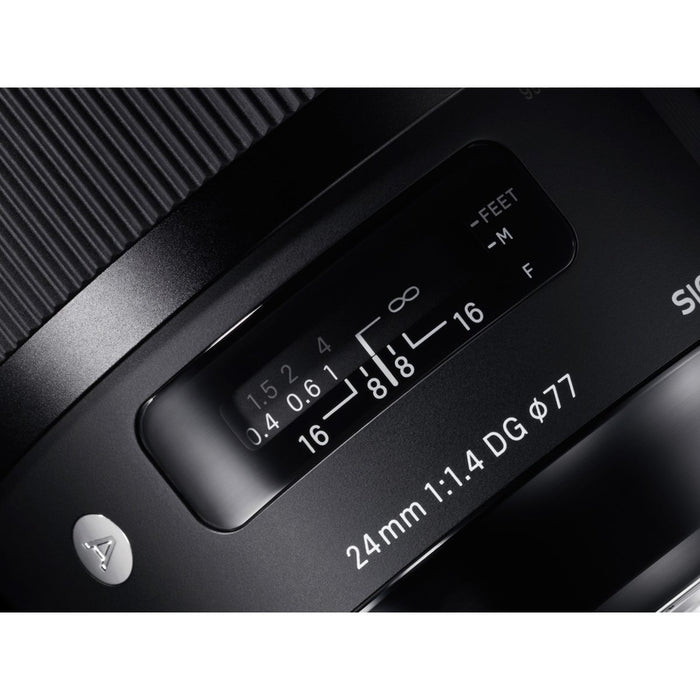 Sigma 24mm f1.4 DG HSM Art Lens for Sony E-Mount Cameras 77mm Filter Backpack Bundle