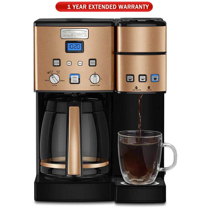 Cuisinart 12 Cup Coffeemaker and Single Serve Brewer Copper + Extended Warranty