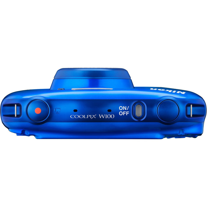 Nikon COOLPIX W100 13.2MP Waterproof Digital Camera 3x Zoom, WiFi (Blue) Refurbished