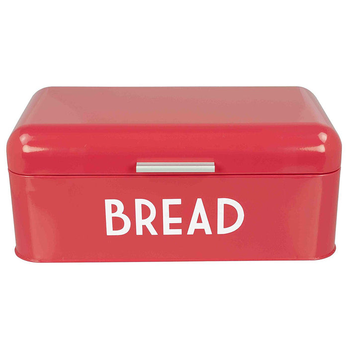 Home Basics Bread Box | Red Metal Bread Box with Lid and 2 Year Limited Warranty | BB44455