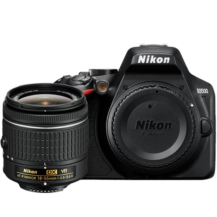 Nikon D3500 24.2 MP DSLR Camera w/ AF-P DX 18-55mm VR Lens Kit + Memory Bundle (Black)