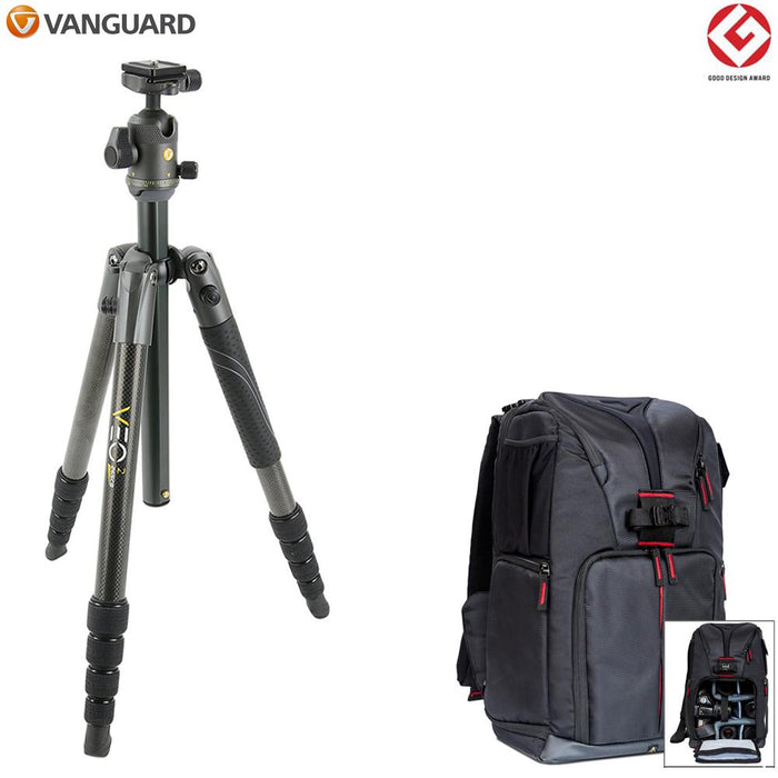 Vanguard VEO 2 265CB Carbon Fiber w/ VEO 2 BH-50 Ball Head + Photo Camera Sling Backpack