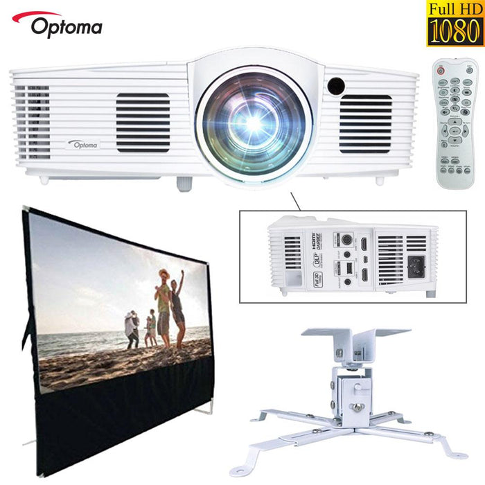 Optoma Short Throw Gaming Projector (Refurbished) with All In One Home Theater Bundle
