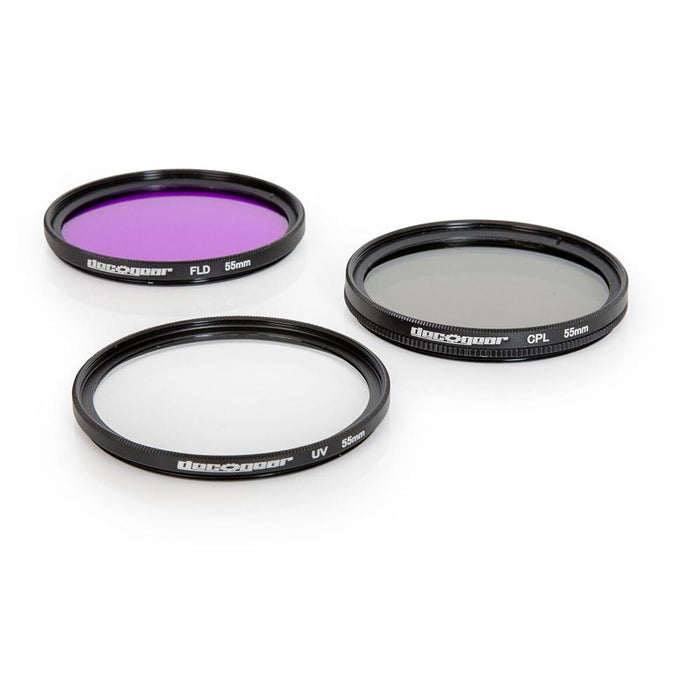 Deco Photo 55mm 3 Piece Pro Level Lens Filter Kit - UV, FLD, Polarizer - FK55MM