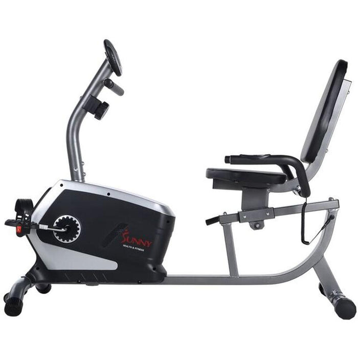 Sunny Health and Fitness Easy Adjustable Seat Recumbent Bike w/ Cooling Towel