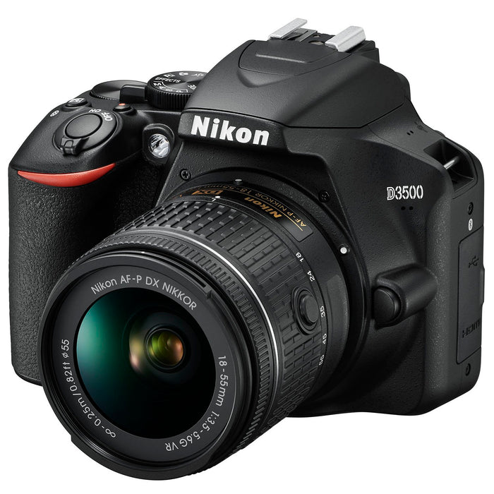 Nikon D3500 24.2MP DSLR Camera with NIKKOR 18-55mm f/3.5-5.6G VR + 16GB Bundle