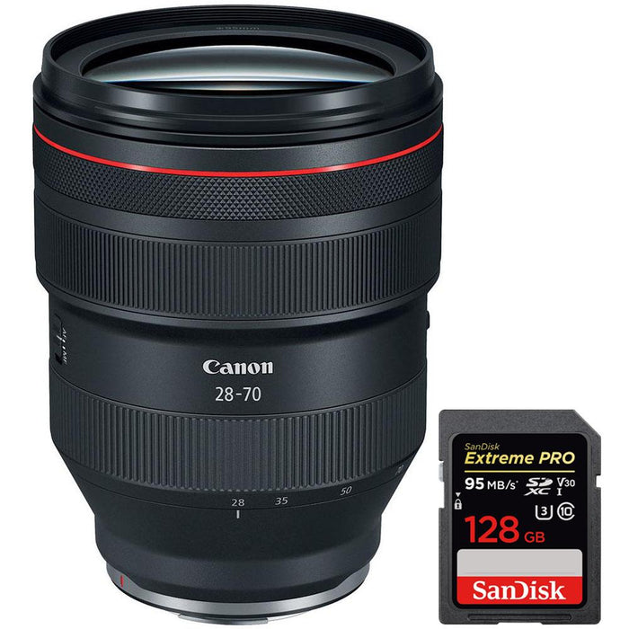 Canon RF 28-70mm F2 L USM Auto Focus Zoom Lens (2965C002) + 128GB Memory Card