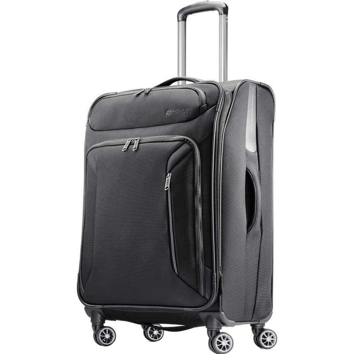 American Tourister 25" Zoom Spinner Expandable Suitcase Luggage with Dual Spinner Wheels, Black