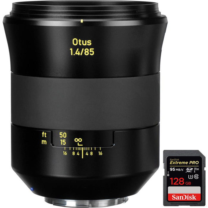 Zeiss Otus 85mm f/1.4 Apo Planar T ZE Lens for Canon EF Mount + 128GB Memory Card