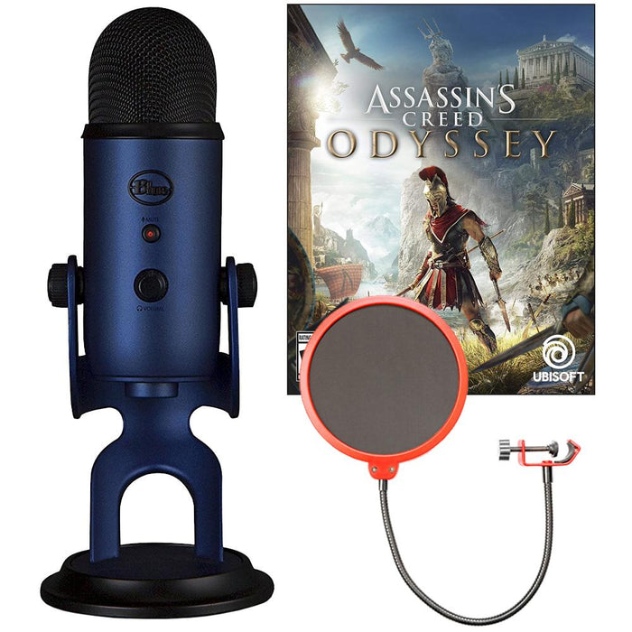 BLUE MICROPHONES Midnight Blue Yeti with Pop Filter and Assassin's Creed Odyssey Bundle
