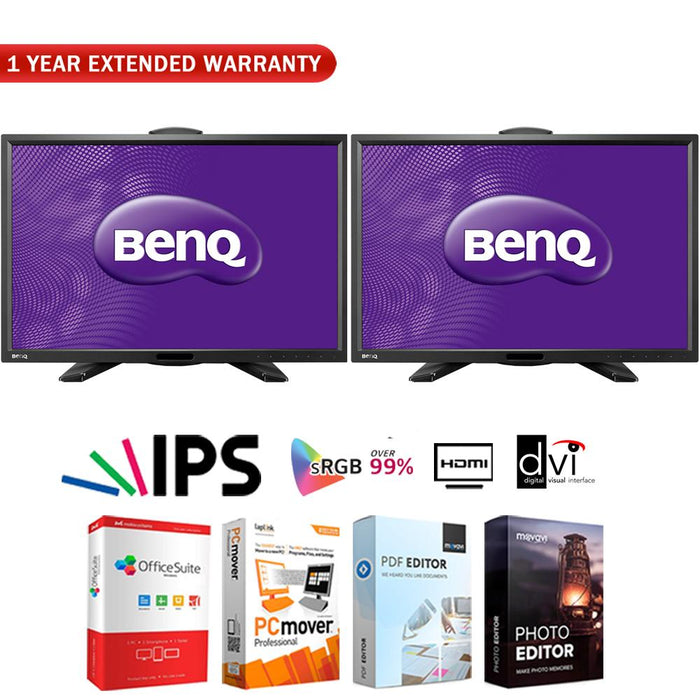 BenQ Dual 24" IPS Hi-Def LED Monitor (PG2401PT) HD + Extended Warranty Pack