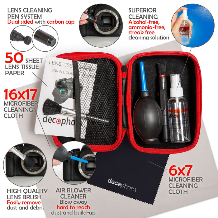 Deco Photo All-in-One Cleaning Kit for Lenses and DSLR Cameras w/ Carry Case