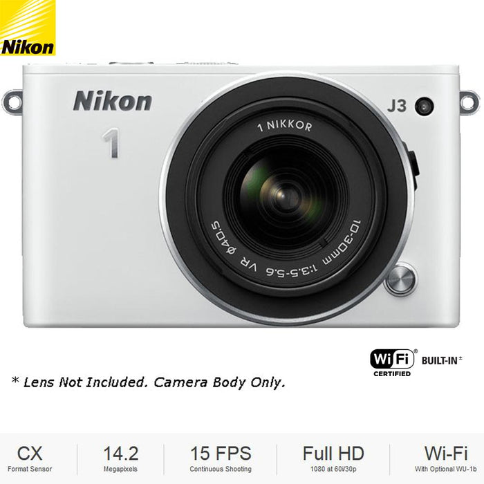 Nikon J3 White Camera Body (27611B) - (Certified Refurbished)