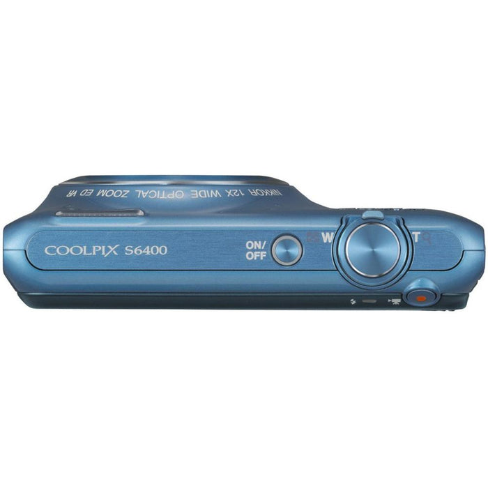 Nikon COOLPIX S6400 16MP 12x Zoom Digital Camera Blue (26364B) - Certified Refurbished