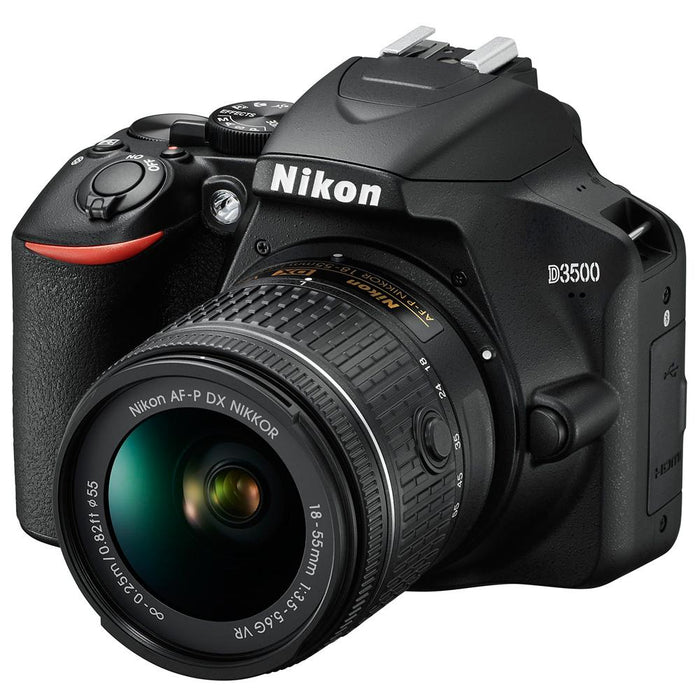 Nikon D3500 24.2MP DSLR (1588) w/AF-P DX NIKKOR 18-55mm VR Lens + 16GB Bundle