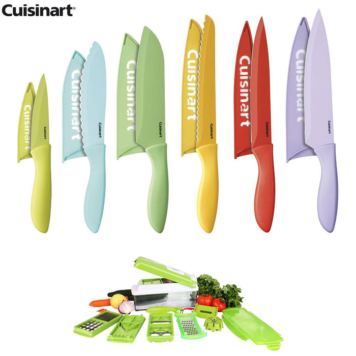 Cuisinart 12-Pc. Ceramic Coated Color Knife Set with Blade Guards w/Chop Wizard