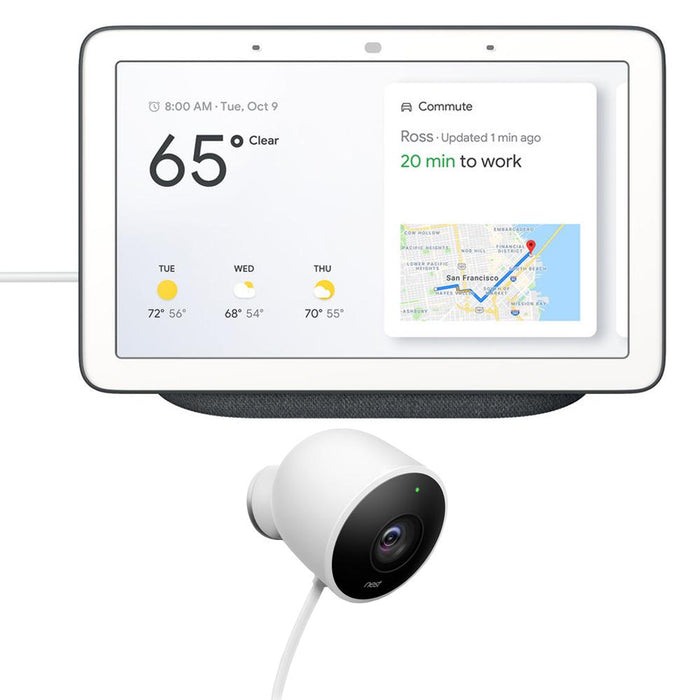 Google Nest Hub with Google Assistant (GA00515-US) + Google Nest Cam Outdoor