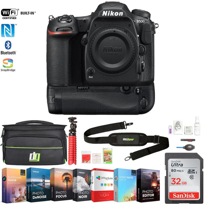 Nikon D500 20.9 MP CMOS DX DSLR Camera w/ 4K Video (Body) + 32GB Deluxe Bundle
