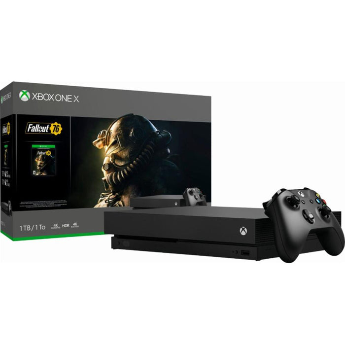 Microsoft Xbox One X Fallout 76 with Dual Controller Charging/Cooling Stand and Thumb Grip