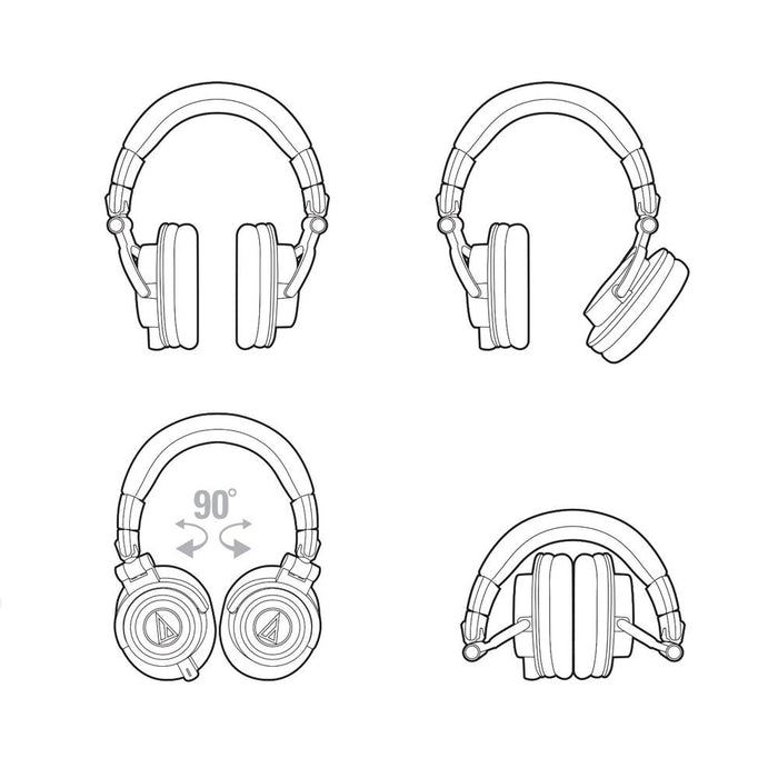 Audio-Technica ATH-M50X Professional Studio Headphones (White) + Warranty Bundle