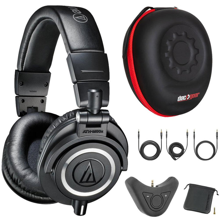 Audio-Technica M50X Professional Studio Monitor Headphones w/ Bluetooth Adapter Bundle (Black)